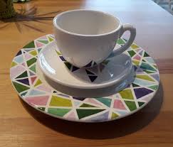 Diy Handbemalte Keramik Kaffee Geschirr Grun Lila Geometrisches Muster Handbemalte Keramik Keramik Kaffee Geschirr