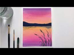To prepare for today's easy paintings, put down a border of artist's tape (alternatively, masking or washi tape) around your watercolor paper. Easy Watercolor Sunset Tutorial For Beginners Step By Step Daily Challenge Painting Youtube