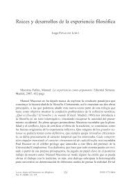 Raices y desarrollos de la experiencia filosófica