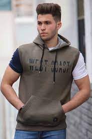 madmext kapsonlu haki sifir kol sweatshirt 2132