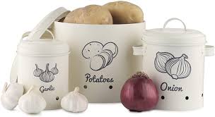 Better living brands llc signature farms frozen turkey. Amazon Com Navaris Potato Onion Garlic Storage Canisters Set Of 3 Keeper Canister Tin Containers For Potatoes Onions And Garlic Vintage Look Cream