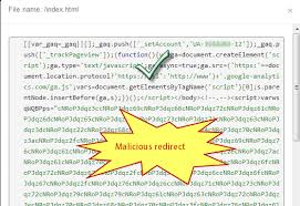 Quttera Web Security Blog Threat Code Mixed With Google Analytics Redirects Visitors To Malware Distributor Malware Web Security Google Analytics