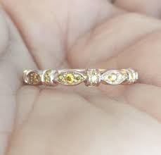 Yellow Diamond Band Marquise Vintage Yellow Diamond Matching Band Pave Rose Gold Yellow Diamond Wedding Ring Scalloped Diamond Art Deco 14k Yellow Diamond Bands Diamond Bands Diamond Wedding Rings