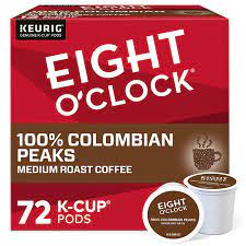 Eight o&#x27;clock coffee eight o&#x27;clock whole bean coffee, 100% colombian peaks, 33 ounce. Amazon Com Eight O Clock Coffee Colombian Peaks Keurig Single Serve K Cup Pods Medium Roast Coffee 72 Count Grocery Gourmet Food