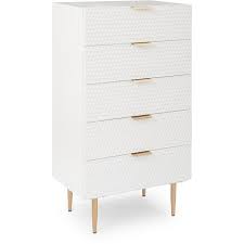 38 inches width x 20 inches depth x 46 inches height. Adore Decor Jolie 5 Drawer Tallboy Dresser White Fucn10078a