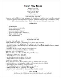 An outline of a person's educational and professional history, usually prepared for job applications (l, lit.: Clothing Sales Associate Resume Templates Myperfectresume