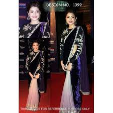 Csemart Sexy Anushka Sharma Wearing Full Velvet Pallu Bollywood Saree In India Shopclues Online Anushka was spotted in the baahubali audio launch function adorning a white sabyasachi saree with a red pallu and embellished gold border paired with a printed, full sleeves black blouse.