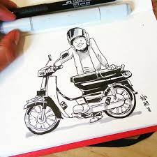 Modif motor astrea warna pink. Sheila Sketchweek Challenge Day 4 Transportasi Saya Tiap Hari Saya Naik Sepeda Motor Lalu Sambung Naik Kereta Ke Kantor Kalau M Desain Karakter Motor Kereta