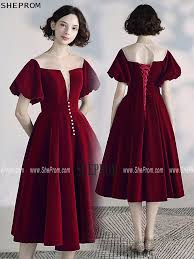 Vintage French Bubble Sleeve Party Dress Tea Length With Square Neckline In 2020 Tea Length Dresses Dresses Trendy Dress Styles