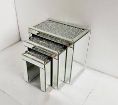 / furniture / crushed diamond / nest of tables. Crushed Diamond Crystal Set Of 3 Mirrored Nesting Side Table Sets Hot Selling Buy Set Of 3 Nesting Table Side Table Sets Hot Crystal Diamond Side Table Sets Product On Alibaba Com