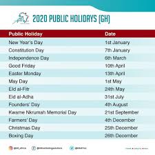 Remarkable Ghanaian Calendar With Holidays 2020 In 2020 Blank Calendar Template Holiday Dates Constitution Day