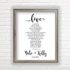 See more ideas about wedding gifts, custom wedding gifts, newlywed gifts. Amazon Com Personalized Wedding Gifts For The Couple Unframed Print Multiple Sizes Love Is Patient Love Is Kind Wall Decor Great Wedding Gift Customized Print Includes Names And The Special Date Handmade