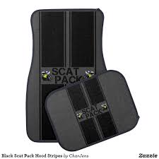 Black Scat Pack Hood Stripes Car Floor Mat Zazzle Com In 2020 Car Floor Mats Hood Stripe Scat Pack