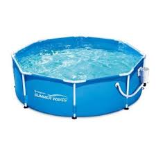 Unbranded Summer Waves 8 Ft Round 30 In D Metal Frame Above Ground Swimming Pool And Pump P2000830a167 The Home Depot Best Above Ground Pool Summer Waves Easy Set Pools