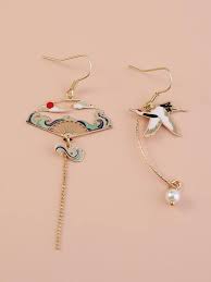 1pair Mismatch Round Drop Earrings In 2020 Drop Earrings Faux Pearl Earrings