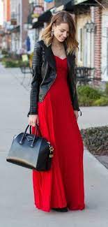 Pleated Maxi Dress In Red And Black Moto Maxi Dresses Fall Red Maxi Dress Outfit Red Dress Maxi