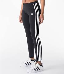 Black And Red Adidas Pants Front Three Quarter View Of Women S Adidas Originals 3 Stripes Leggings In Black White Outfits With Leggings Adidas Women Red Adidas Pants
