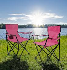 Rosa Campingstol med Mugghållare (2-pack)