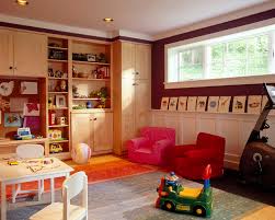 Our dkoristas were successfully able to blend the two spaces — the family room and playroom/arts & crafts space — to make them feel connected. Basement Renovation Bedroom Playroom Bathroom Laundry Family Room Office Contemporary Kids Dc Metro By Fisher Group Llc Houzz Au