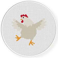Linen (any color as the entire design is stitched) with dmc floss. Dancing Chicken Cross Stitch Pattern Daily Cross Stitch