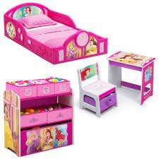 Disney princess toddler bed set. Disney Princess 4 Piece Room In A Box Bedroom Set By Delta Children Includes Sleep Play Toddler Bed 6 Bin Design Store Toy Organizer And Desk With Chair Walmart Com Walmart Com