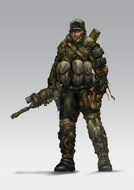 Artstation Post Apocalyptic Theme Heavy Gunner Character Design Gergo Kovacs Apocalyptic Post Apocalyptic Character Design