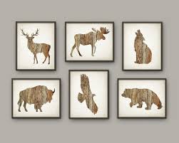 Rustic Cabin Wall Art Print Set Of 6 Deer Buffalo Bear Eagle Wolf Moose Wood Decor Hunting Art Post Rustic Cabin Wall Decor Cabin Wall Art Cabin Wall Decor
