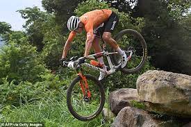 Mathieu van der poel crashed out of the tokyo olympics mountain bike event after a heavy fall on a downhill section of the course. Muuldfua28ob7m