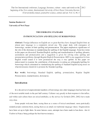 Pdf The Emerging Standard In Pronunciation And Spelling Of Borrowings