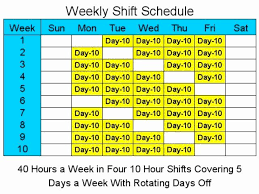 In that case you've got 8 hour rotating shift schedules examples, four times every week. 8 Hour Shift Schedule Template Beautiful 10 Hour Schedules For 5 Days A Week 1 2 Free Download Shift Schedule Schedule Template Day Schedule