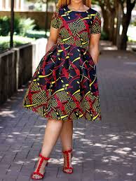 Mid Calf Print Round Neck Pullover Color Block Dress Free Shipping Over 7 Latest African Fashion Dresses African Print Fashion Dresses African Fashion Dresses