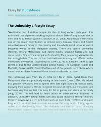 I find this article very. The Unhealthy Lifestyle Free Essay Example