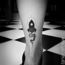 Black And White Rocket Tattoo Tania Catclaw Rocket Tattoo Spaceship Tattoo Small Tattoos