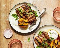 Gingery Grilled Chicken Thighs With Charred Peaches Recipe Recipe Grilled Chicken Thighs Nyt Cooking Recipes