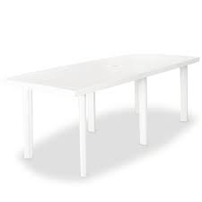 L'imitation boisé polywood présent sur le plateau se. Table De Jardin Blanc 210 X 96 X 72 Cm Plastique