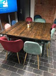 Square Soft Industrial Dining Table Industrial Reclaimed Meeting Table Conference Table With Dining Table Industrial Dining Table Industrial Office Furniture