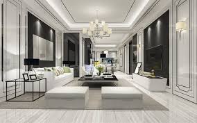 This modern classic interior bedroom exudes luxury, through the colors, the materials, the detail of the bed's wall, and much more. Download Wallpapers Stylish Modern Interior Design Living Room Modern Classic Style White Wooden Floor Living Room Project White Living Room For Desktop Free Pictures For Desktop Free