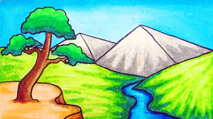 76 transparent png illustrations and cipart matching river drawing. How To Draw Easy Scenery Drawing River And Mountain Scenery Step By Step With Oil Pastels Youtube