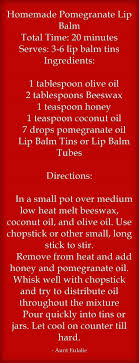 Homemade Pomegranate Lip Balm Total Time 20 Minutes Serves 3 6 Lip Balm Tins Ingredients 1 Tablespoon Olive Oil 2 T Lip Balm Tin Lip Balm Tubes The Balm