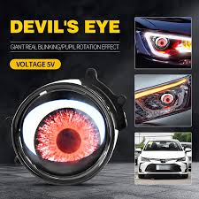 2pcs Car Angel Eye Headlights Dynamic Effect Blinking Pupil Creative Devil  Eye Light Fun Decorative Car Lights - AliExpress
