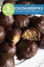 Easy Peanut Butter Balls With Rice Krispies Recipe Peanut Butter Balls Recipe Krispie Treats Recipe Butterball Recipe