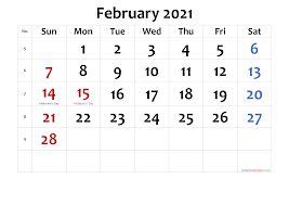 Looking for other february 2021 calendar in a different style or layout? February 2021 Printable Calendar With Holidays Free Printable 2021 Monthly Calendar With Holidays