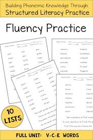 Fluency Practice Words With Vowel Consonant E Syllables In 2020 Fluency Practice Literacy Practice Consonant Vowel Consonant