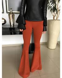 Calça De Couro Boca De Sino Calca Flare Fasano Terracota Loja Patricia Rodrigues Calca Flare Calca Trajes Femininos