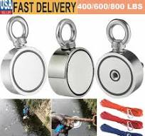 Double Sided Super Strong Neodymium Fishing Magnet 400/600/800LB Pulling  Force