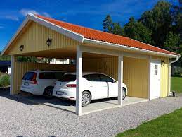 Carport For Tva Bilar Och Forrad Carport Utomhusprojekt Hus Exterior
