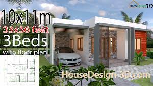 A nice terrace entrance in front of the house 2×17 meters. House Design 3d 10x11 Meter 33x36 Feet 3 Bedrooms Terrace Roof House Design 3d