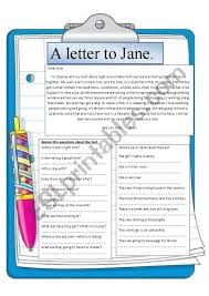 A letter written by a man to a girlfriend/wife to inform her they're breaking up. Reading Comprehension A Letter To Jane Esl Worksheet By Montseteacher