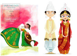 The wedding cards online is a large portal with great collection of designer invitations. Indian Cartoon Wedding Invitations Inspiration Frugal2fab