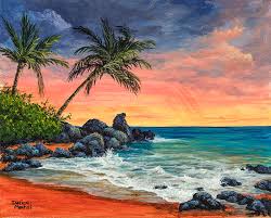 Look at the image below: Makena Beach Sunset Painting By Darice Machel Mcguire